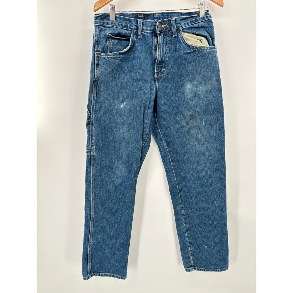 Dickies Men's 32x32 Carpenter Blue Denim Work Pants Distressed 
Light Faded